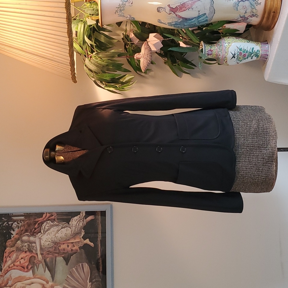 United Colors of Benetton Black Button Down Business Suit Coat Jacket Small Sz 6